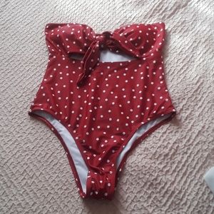 High rise Red polka dot high waisted one piece swimsuit